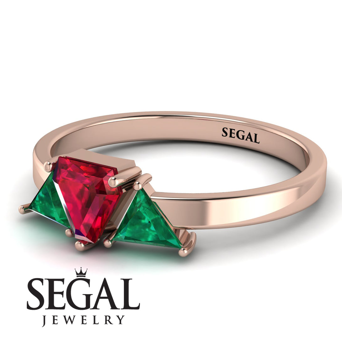 Triangle Ruby Engagement Ring - Molly No. 26