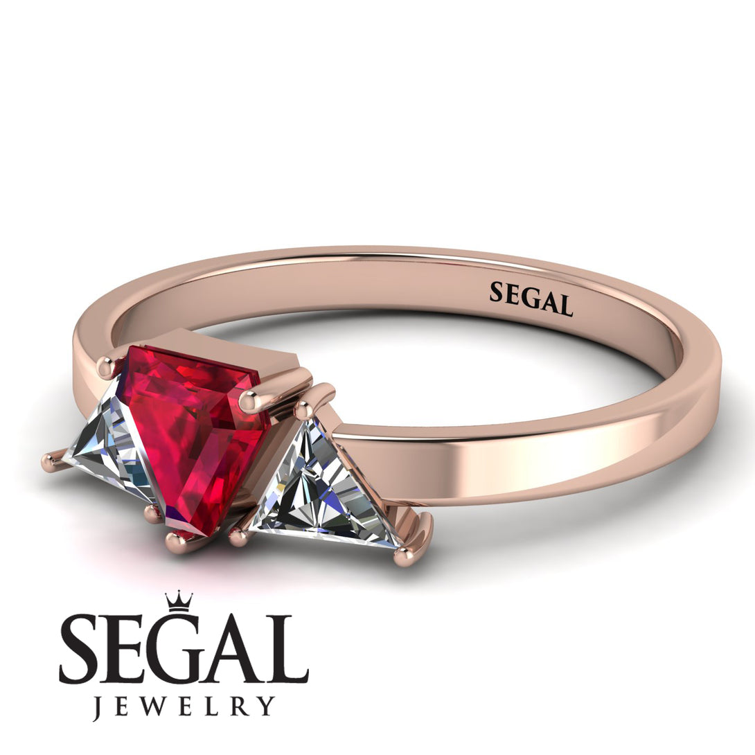 Triangle Ruby Engagement Ring - Molly No. 11