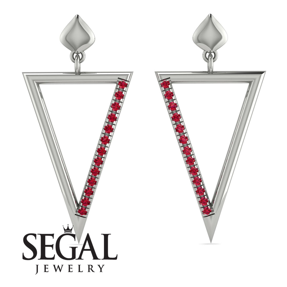 Triangle Ruby Stud Earrings - Amiyah No. 12