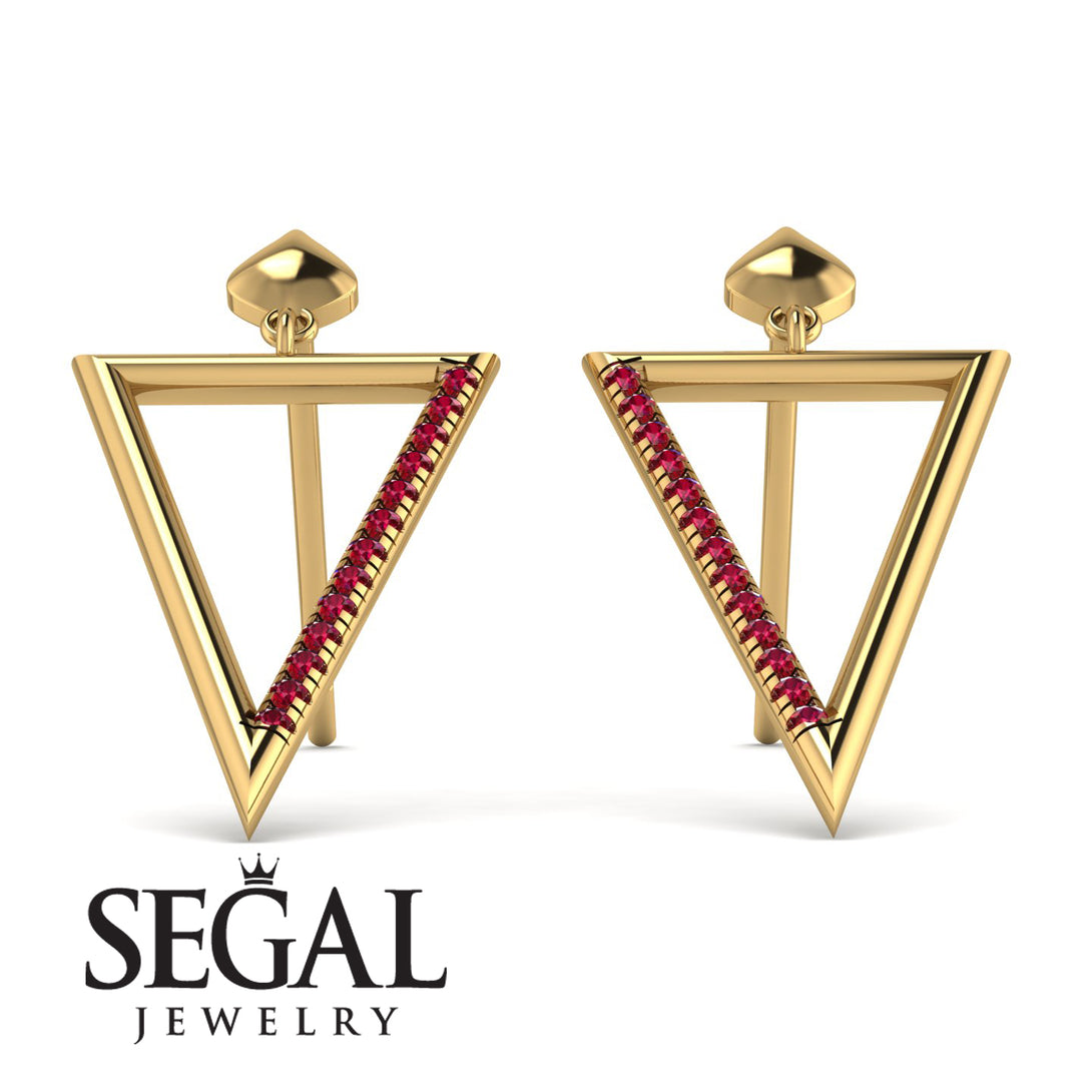 Triangle Ruby Stud Earrings - Amiyah No. 10