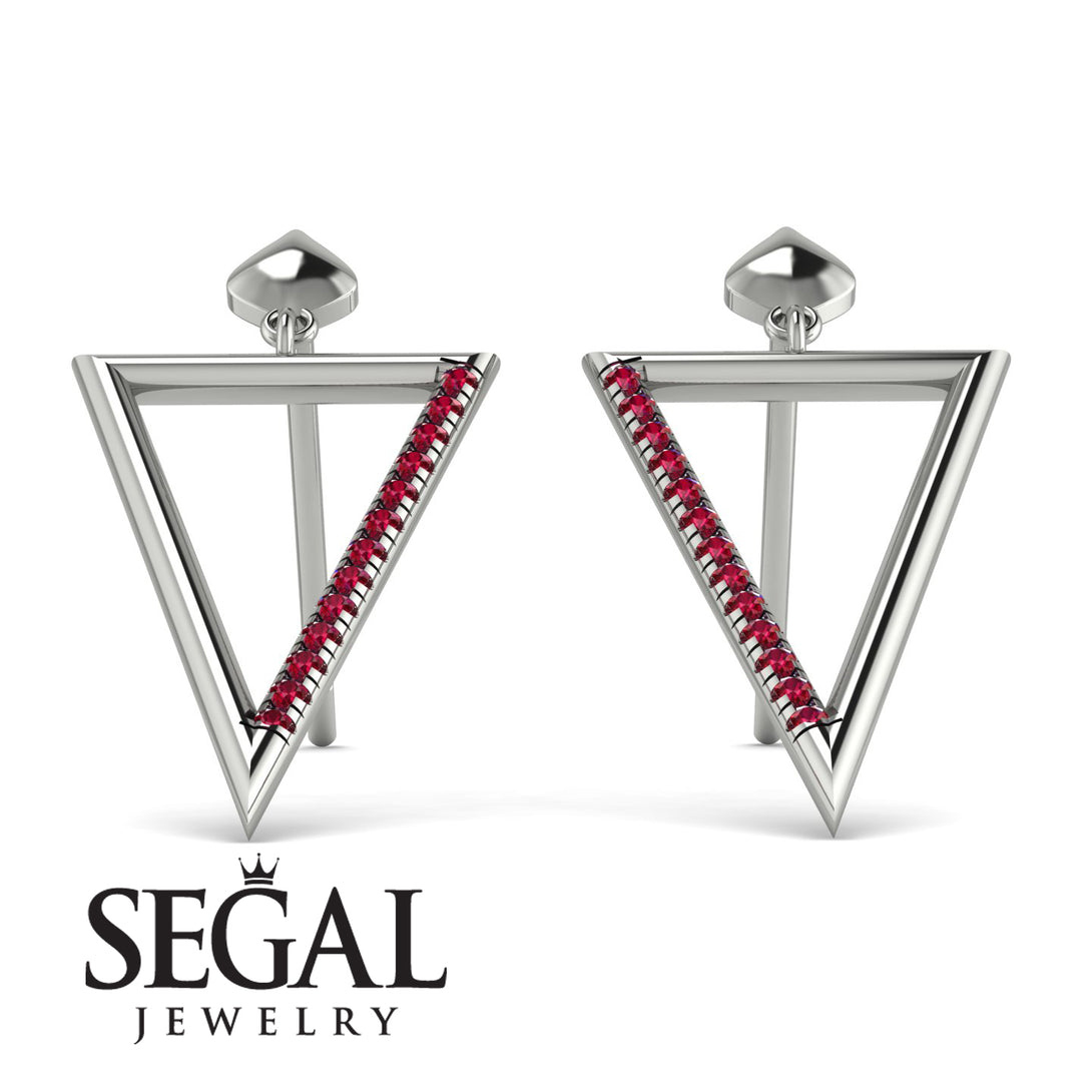 Triangle Ruby Stud Earrings - Amiyah No. 12