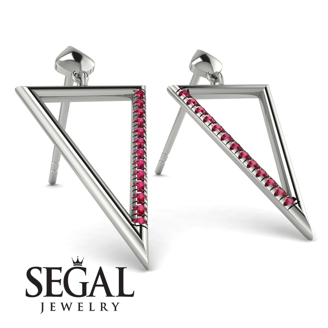 Triangle Ruby Stud Earrings - Amiyah No. 12