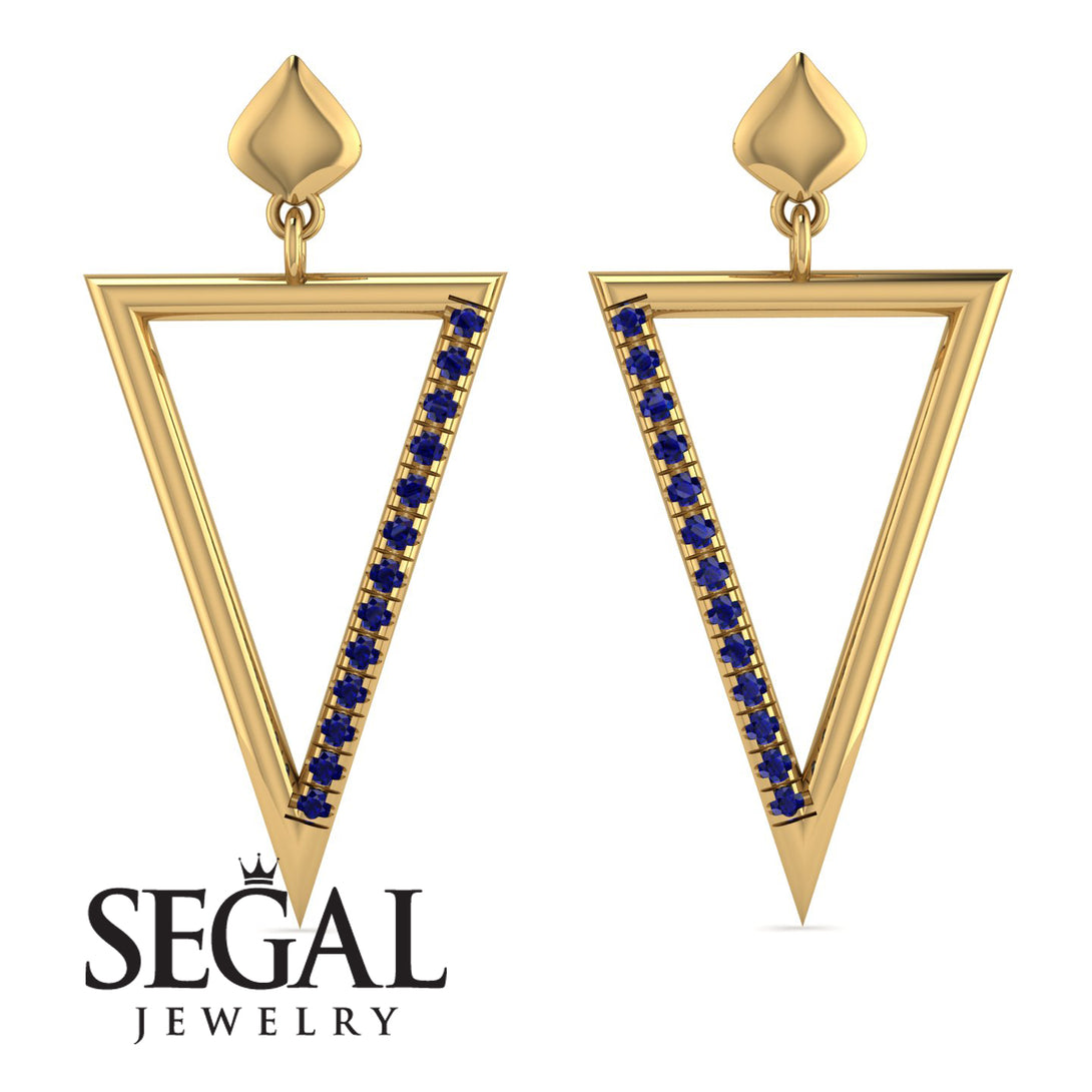 Triangle Sapphire Stud Earrings - Amiyah No. 13