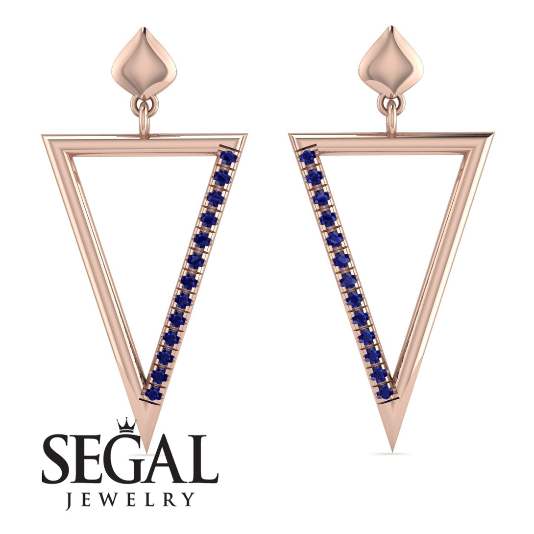 Triangle Sapphire Stud Earrings - Amiyah No. 14