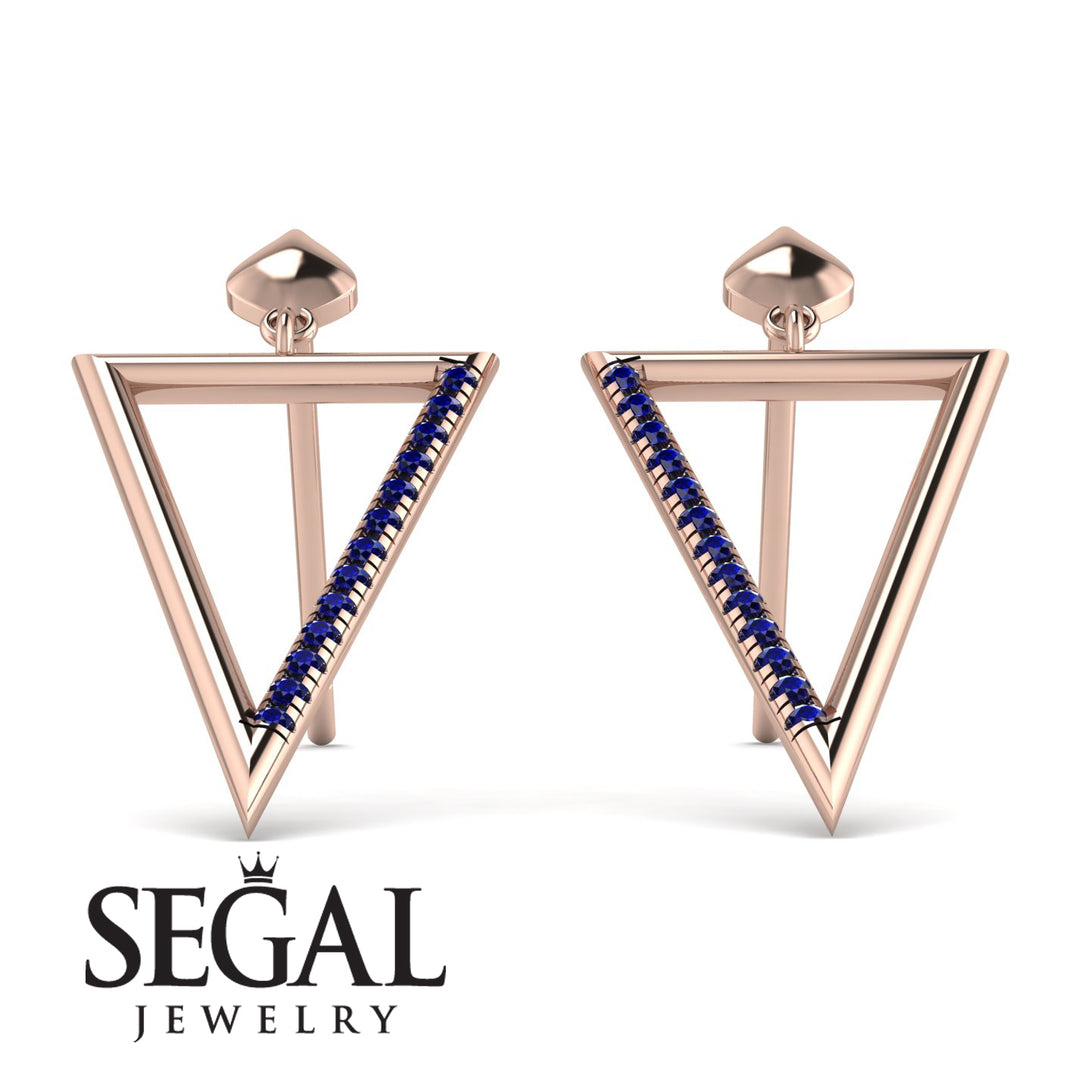 Triangle Sapphire Stud Earrings - Amiyah No. 14