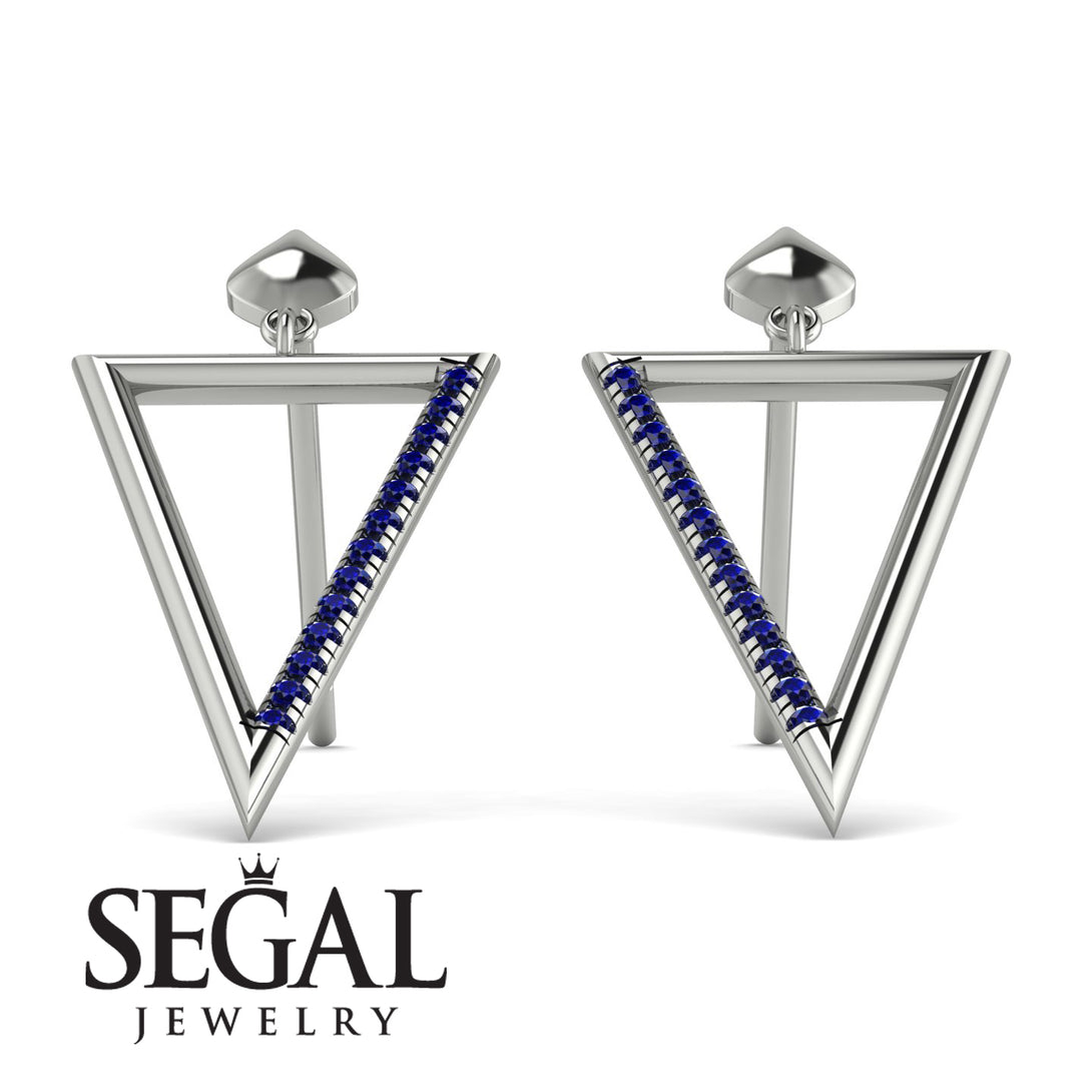 Triangle Sapphire Stud Earrings - Amiyah No. 15
