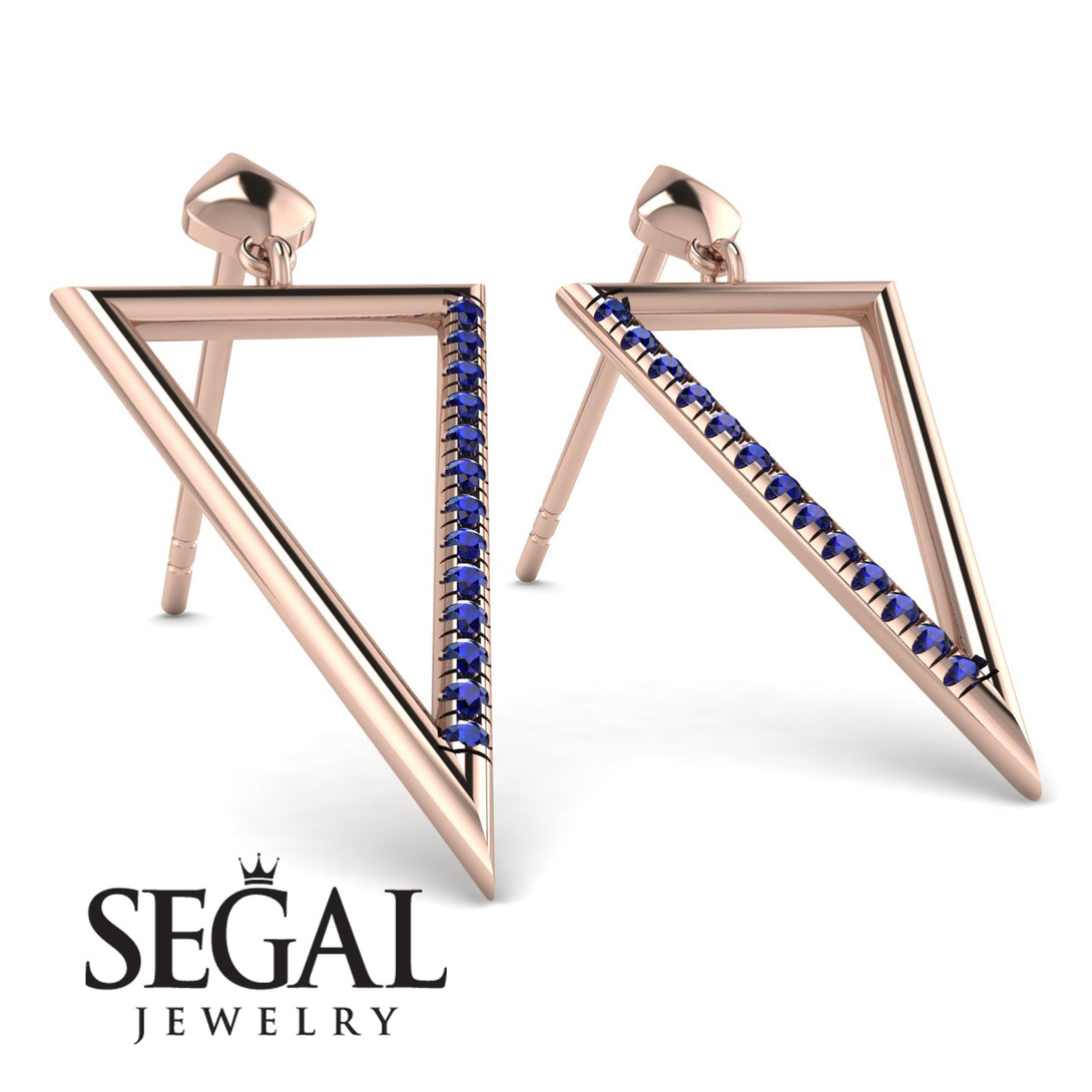Triangle Sapphire Stud Earrings - Amiyah No. 14