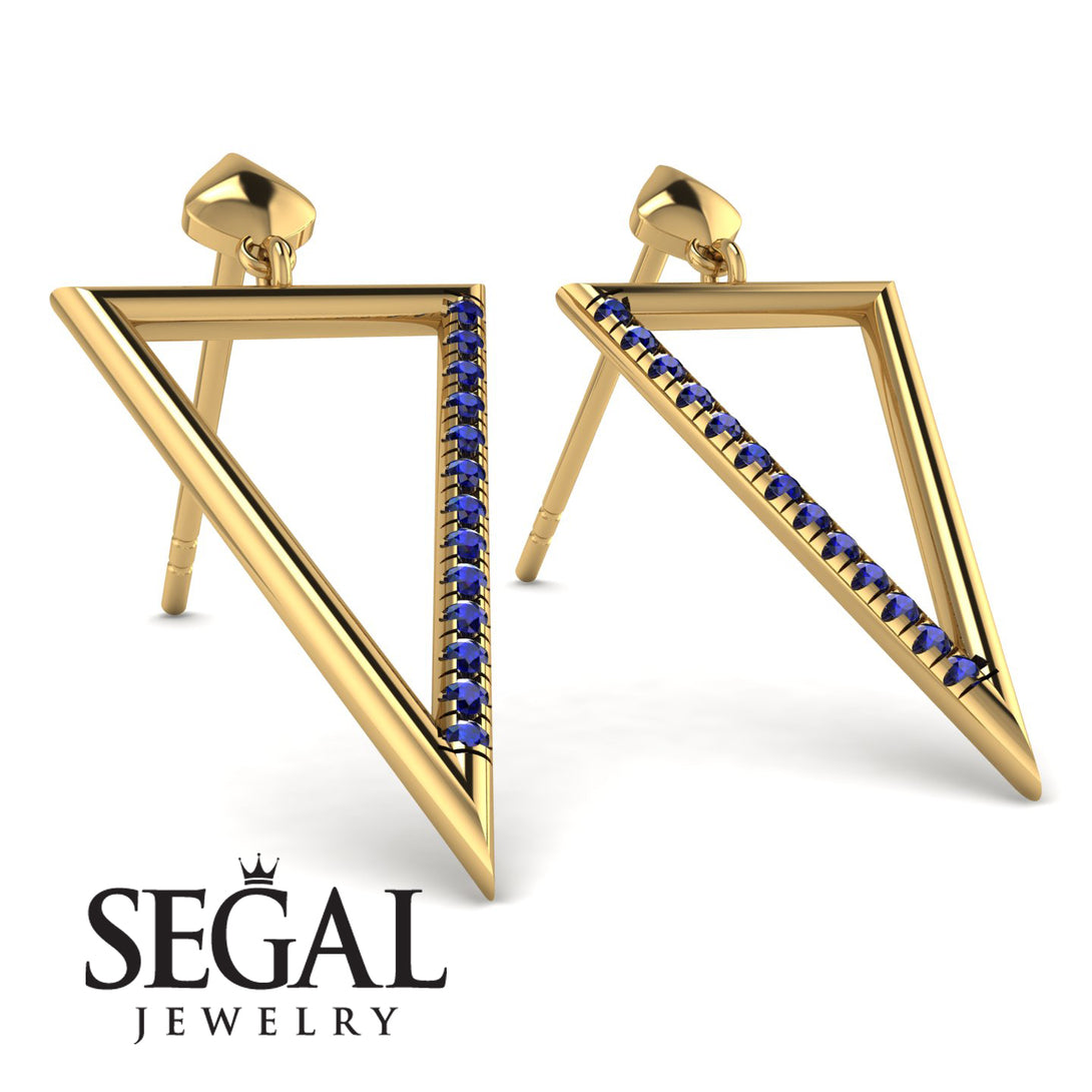 Triangle Sapphire Stud Earrings - Amiyah No. 13