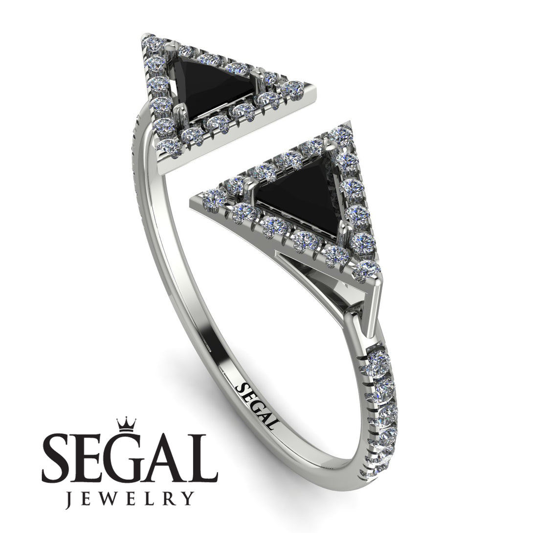 Triangle Black Diamond Open Ring - Nevaeh No. 9