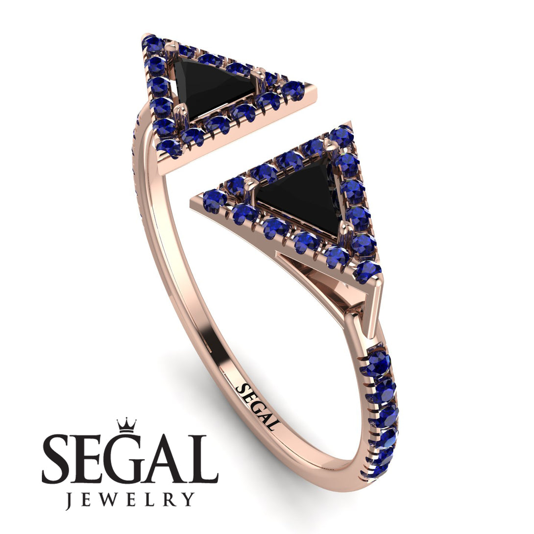 Triangle Black Diamond Open Ring - Nevaeh No. 68