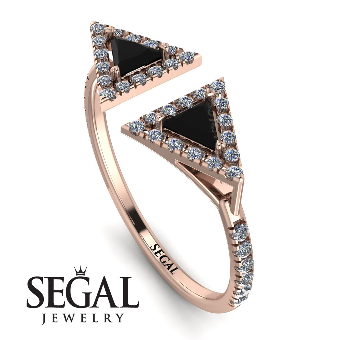 Triangle Black Diamond Open Ring - Nevaeh No. 8