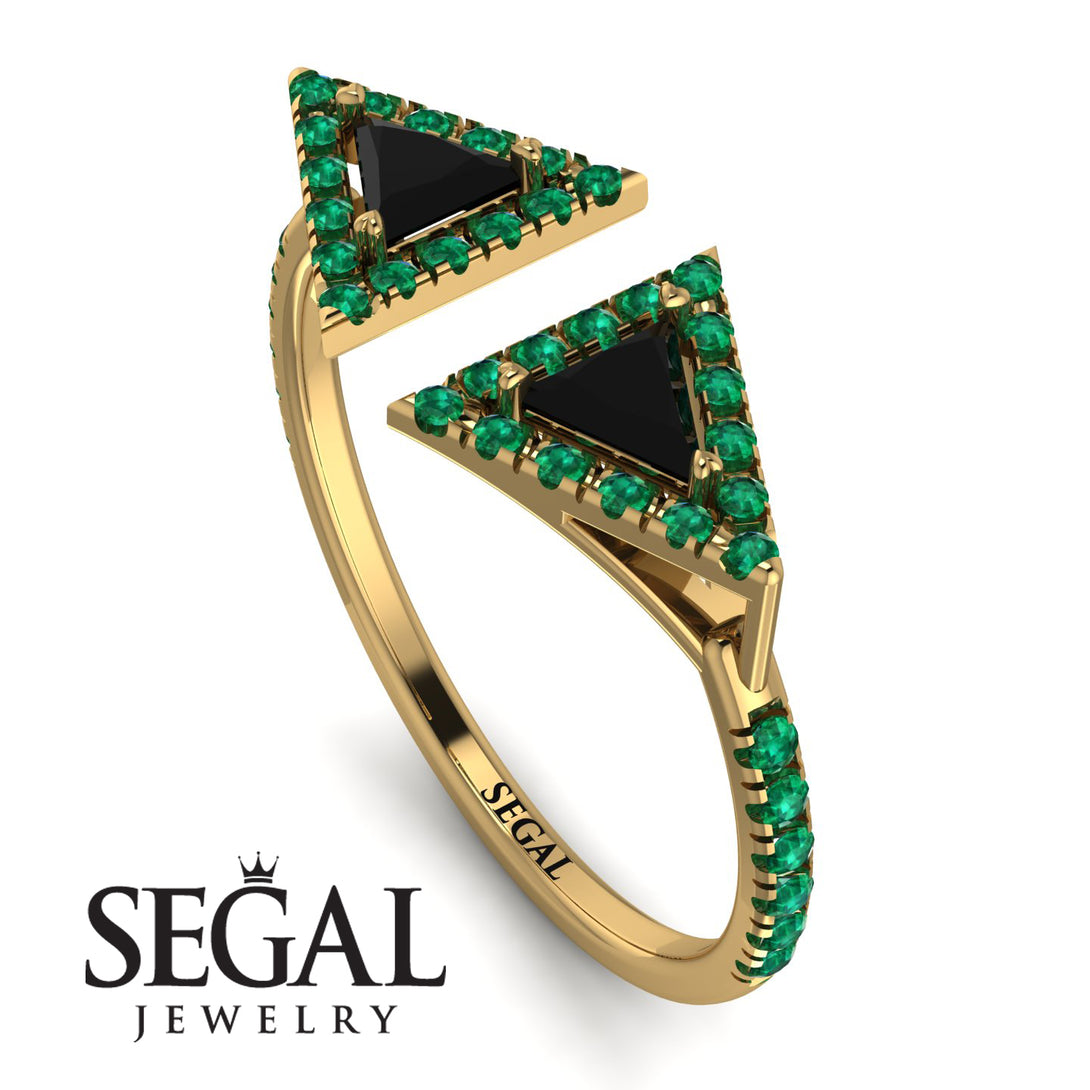 Triangle Black Diamond Open Ring - Nevaeh No. 22
