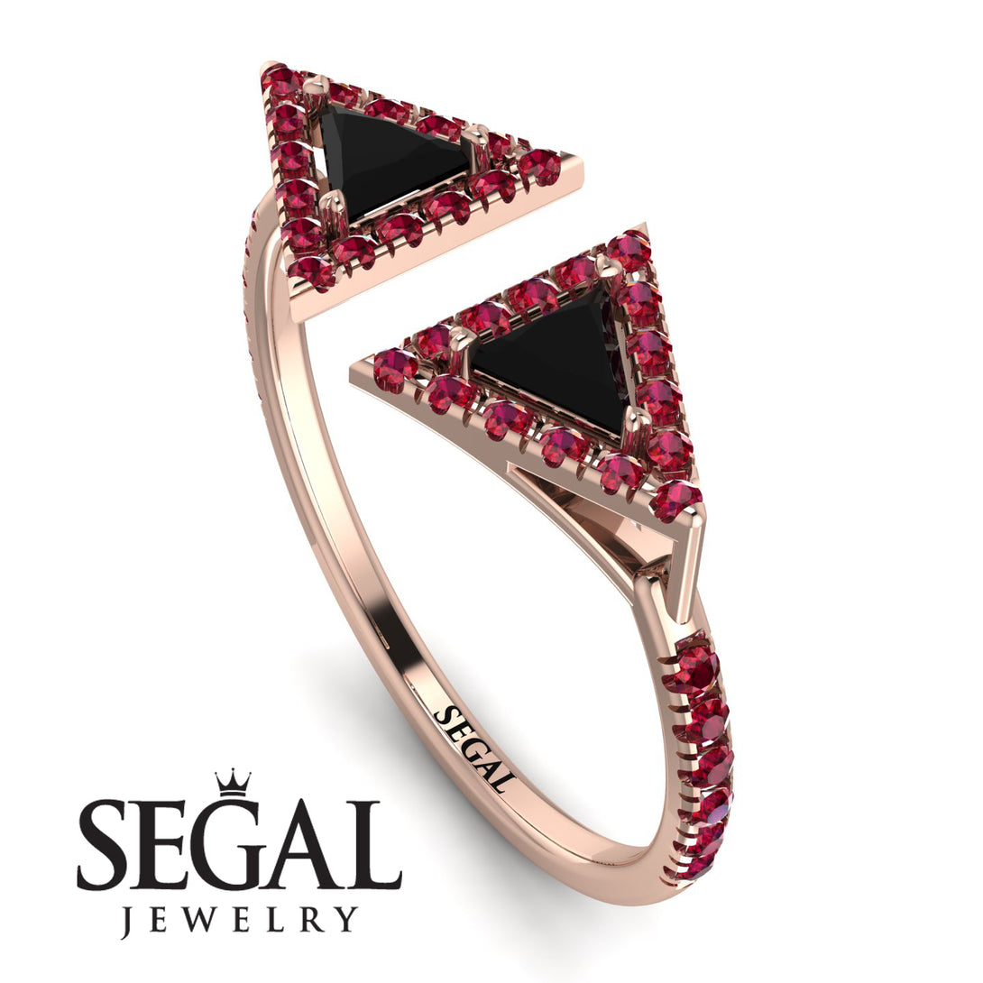 Triangle Black Diamond Open Ring - Nevaeh No. 53