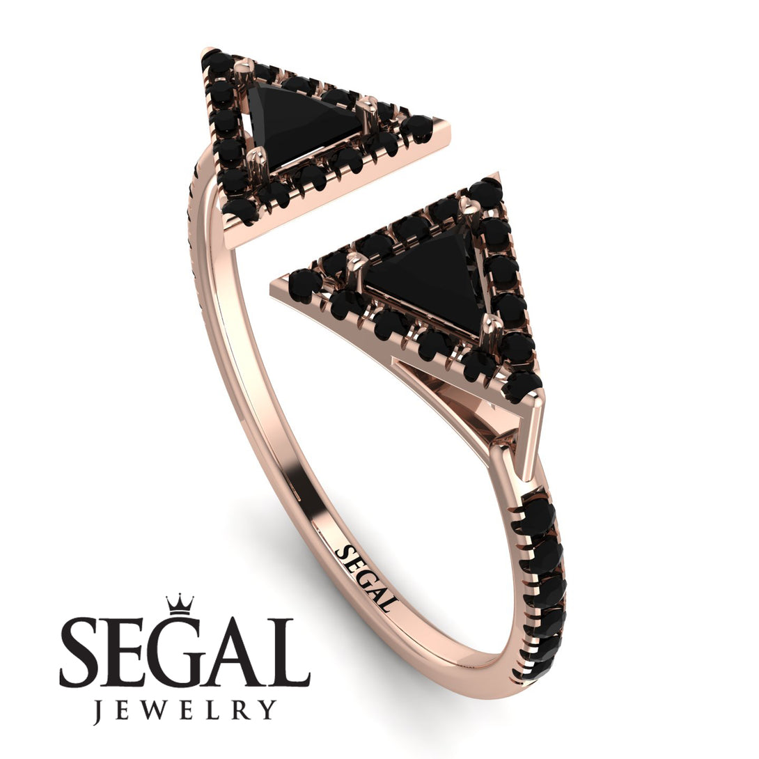 Triangle Black Diamond Open Ring - Nevaeh No. 38