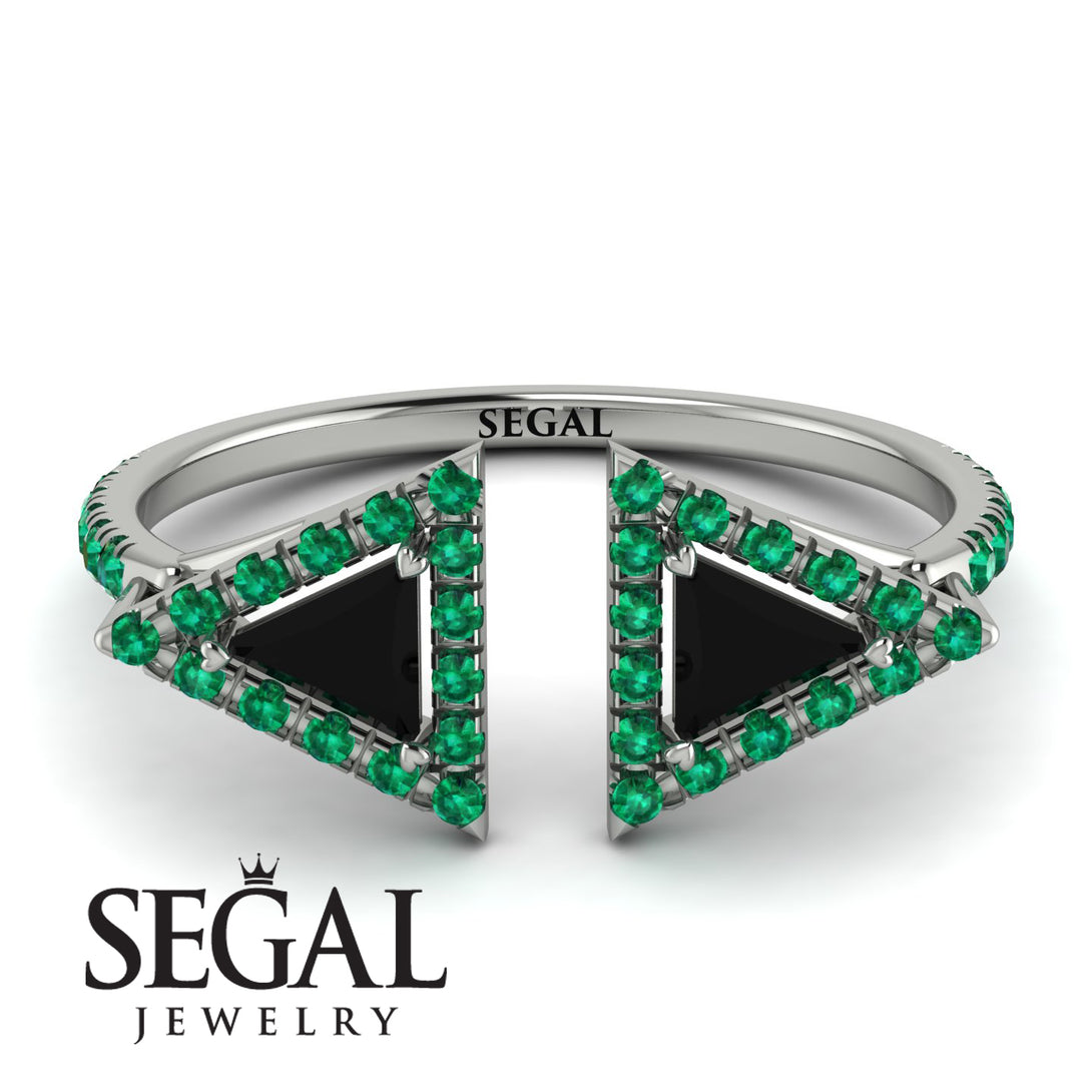Triangle Black Diamond Open Ring - Nevaeh No. 24