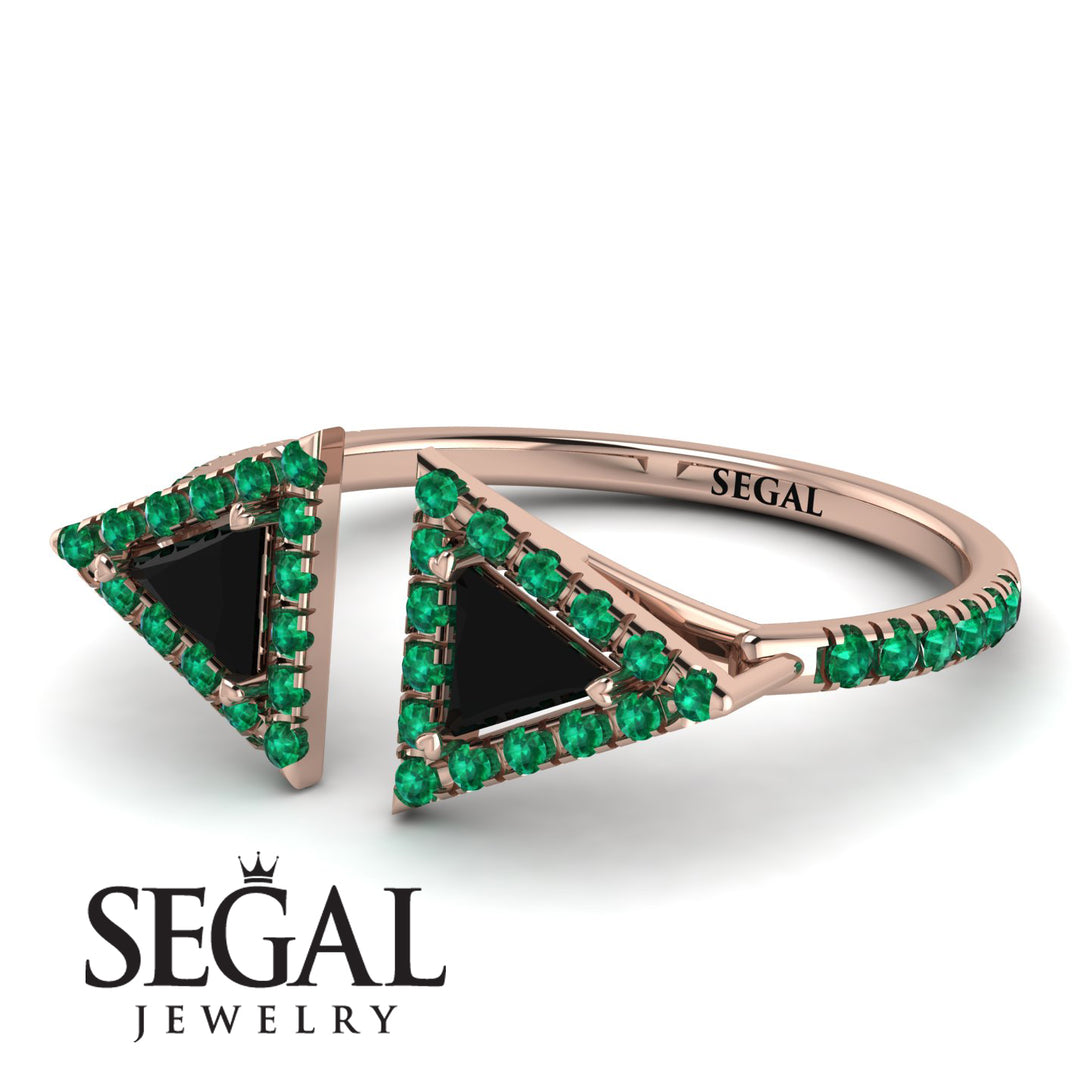 Triangle Black Diamond Open Ring - Nevaeh No. 23
