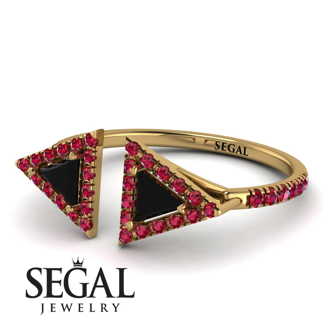 Triangle Black Diamond Open Ring - Nevaeh No. 52