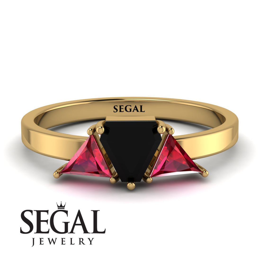 Triangle Black Diamond Engagement Ring - Molly No. 52