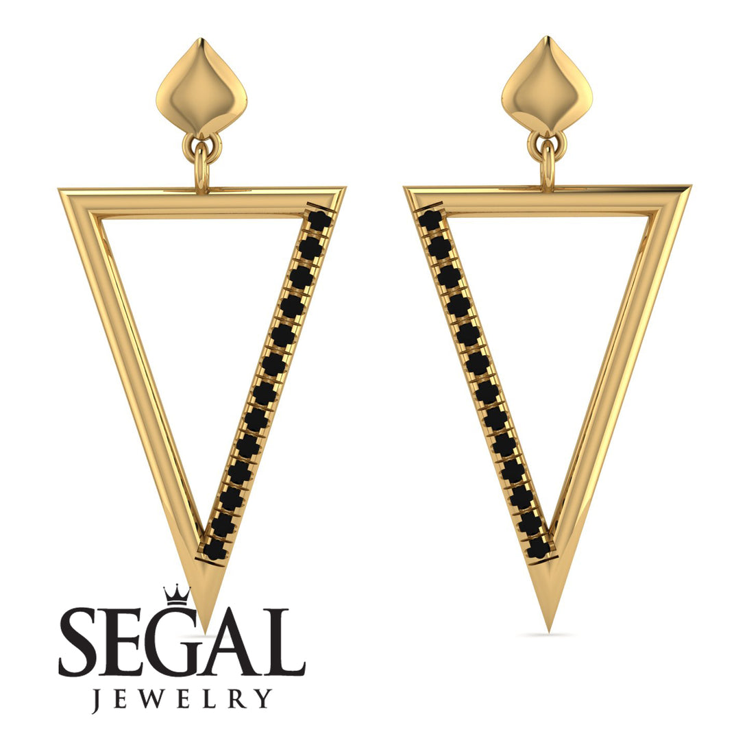Triangle Black Diamond Stud Earrings - Amiyah No. 7