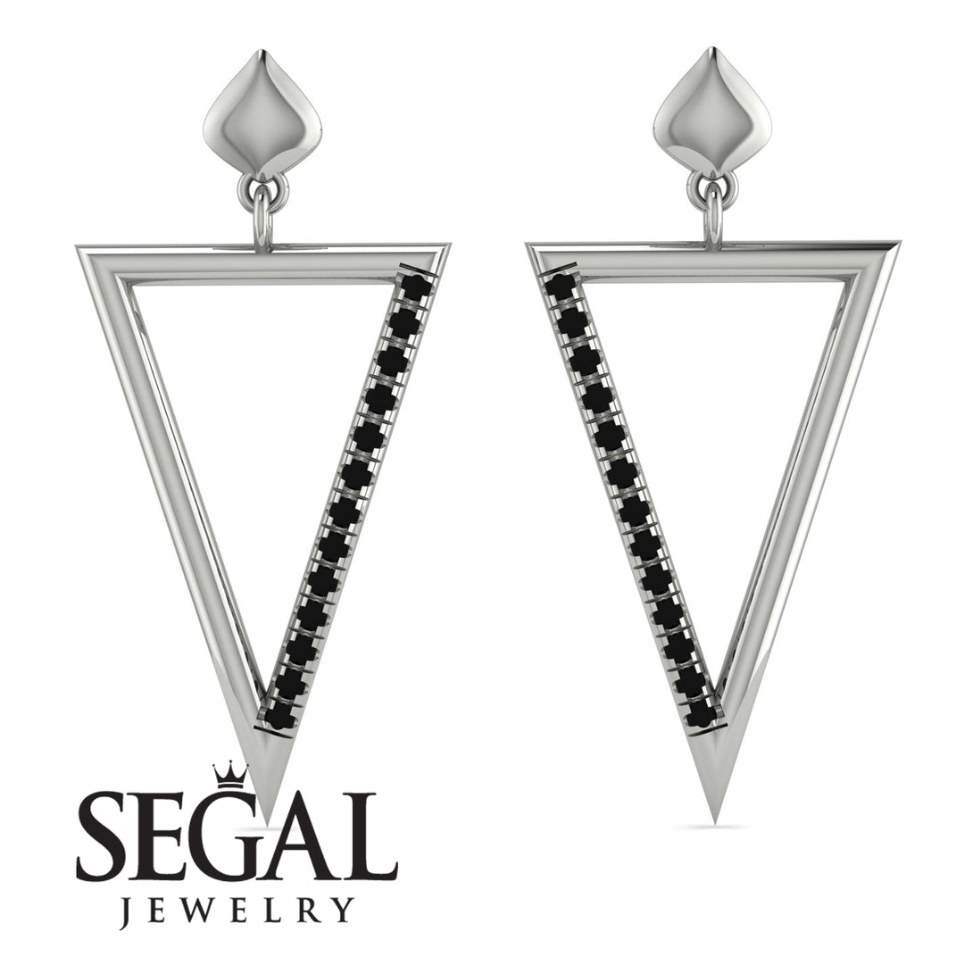 Triangle Black Diamond Stud Earrings - Amiyah No. 9