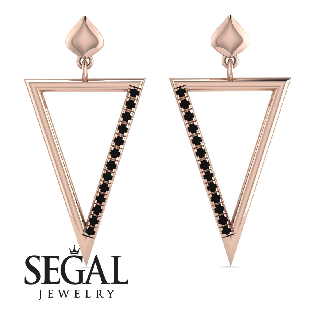 Triangle Black Diamond Stud Earrings - Amiyah No. 8