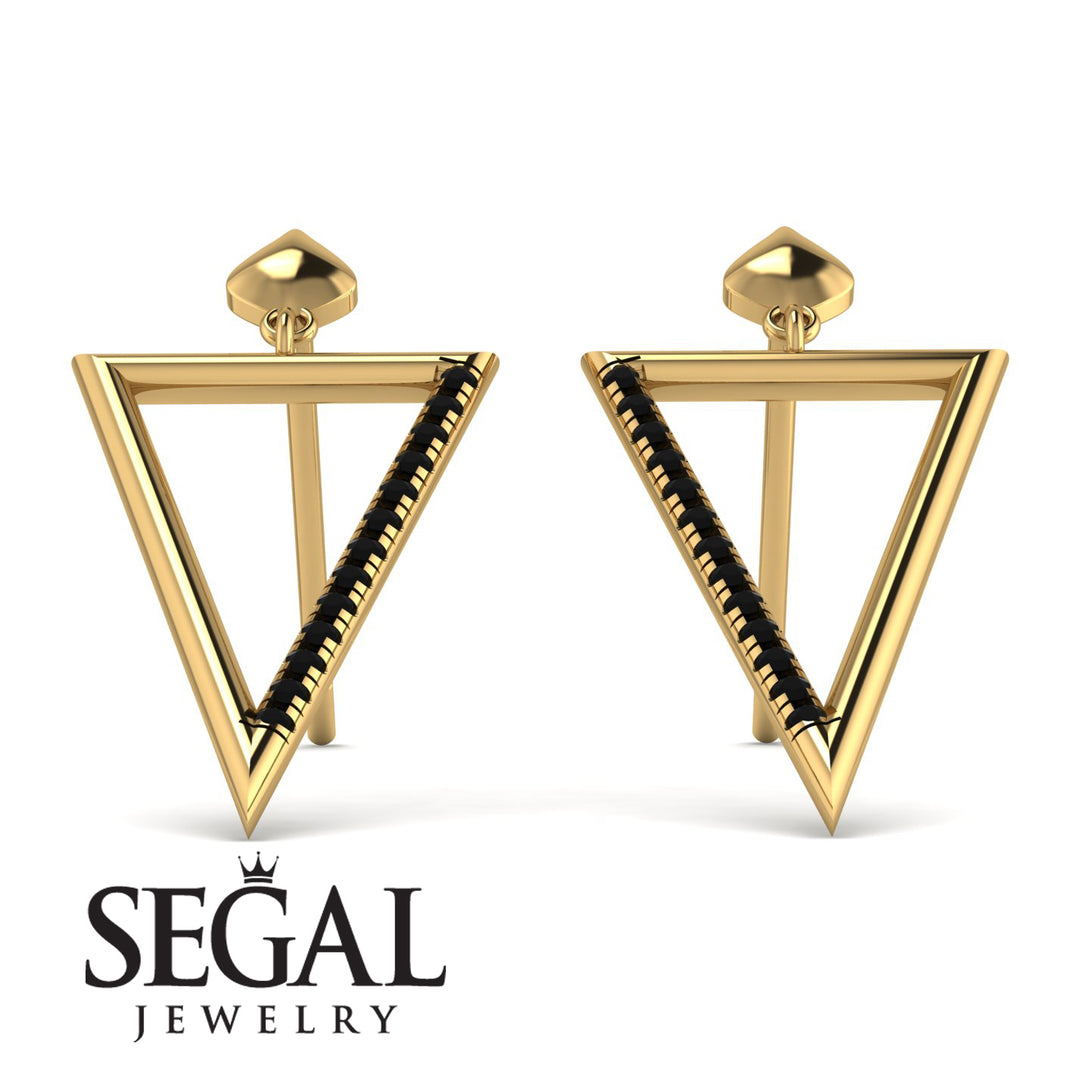 Triangle Black Diamond Stud Earrings - Amiyah No. 7