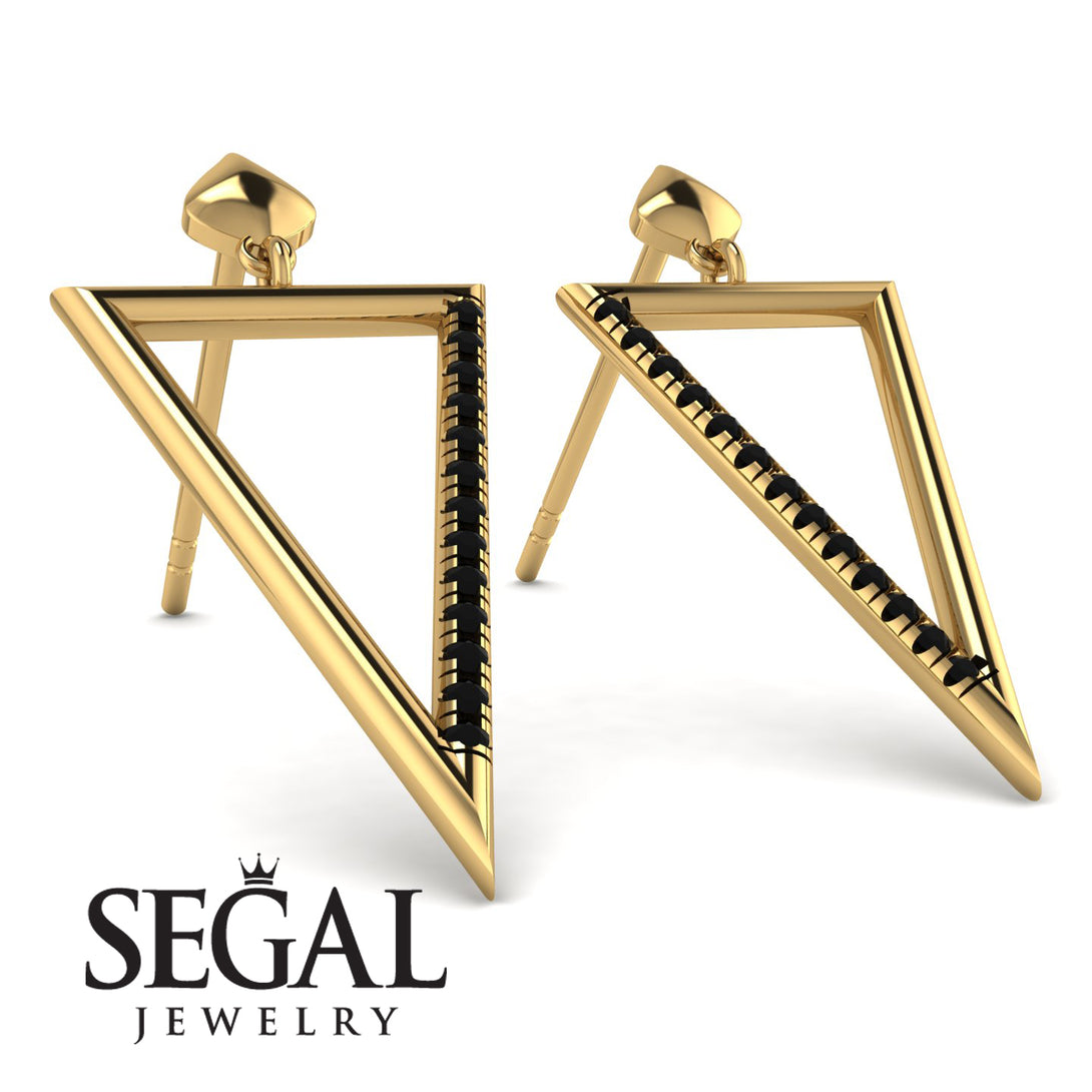 Triangle Black Diamond Stud Earrings - Amiyah No. 7