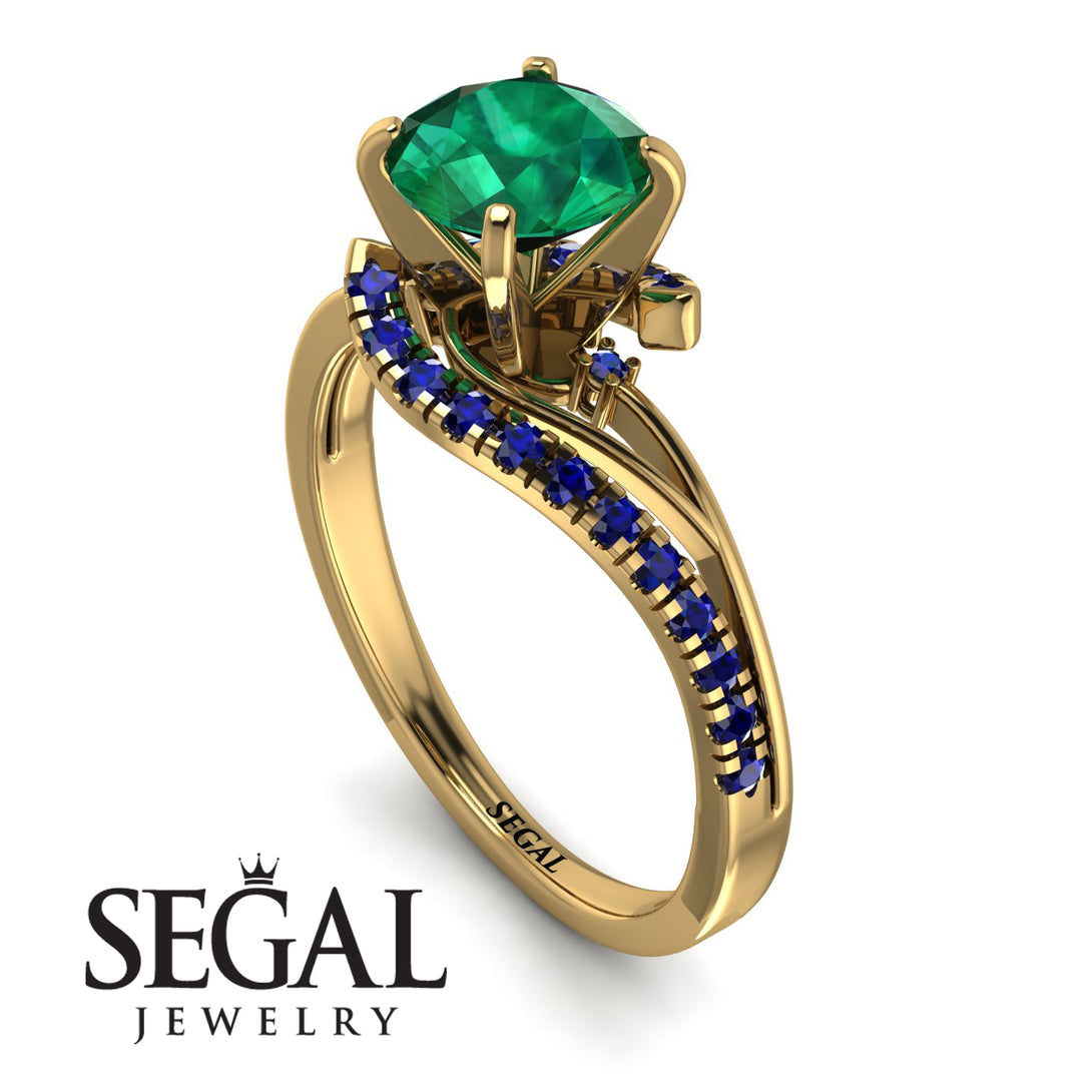 Twist Shank Emerald Engagement Ring - Maria No. 64