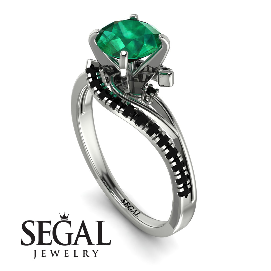 Twist Shank Emerald Engagement Ring - Maria No. 36