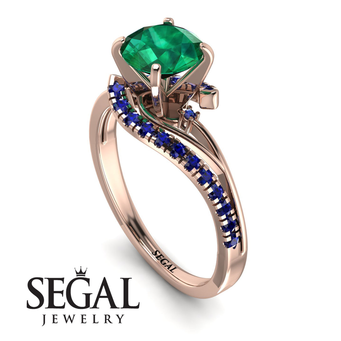 Twist Shank Emerald Engagement Ring - Maria No. 65