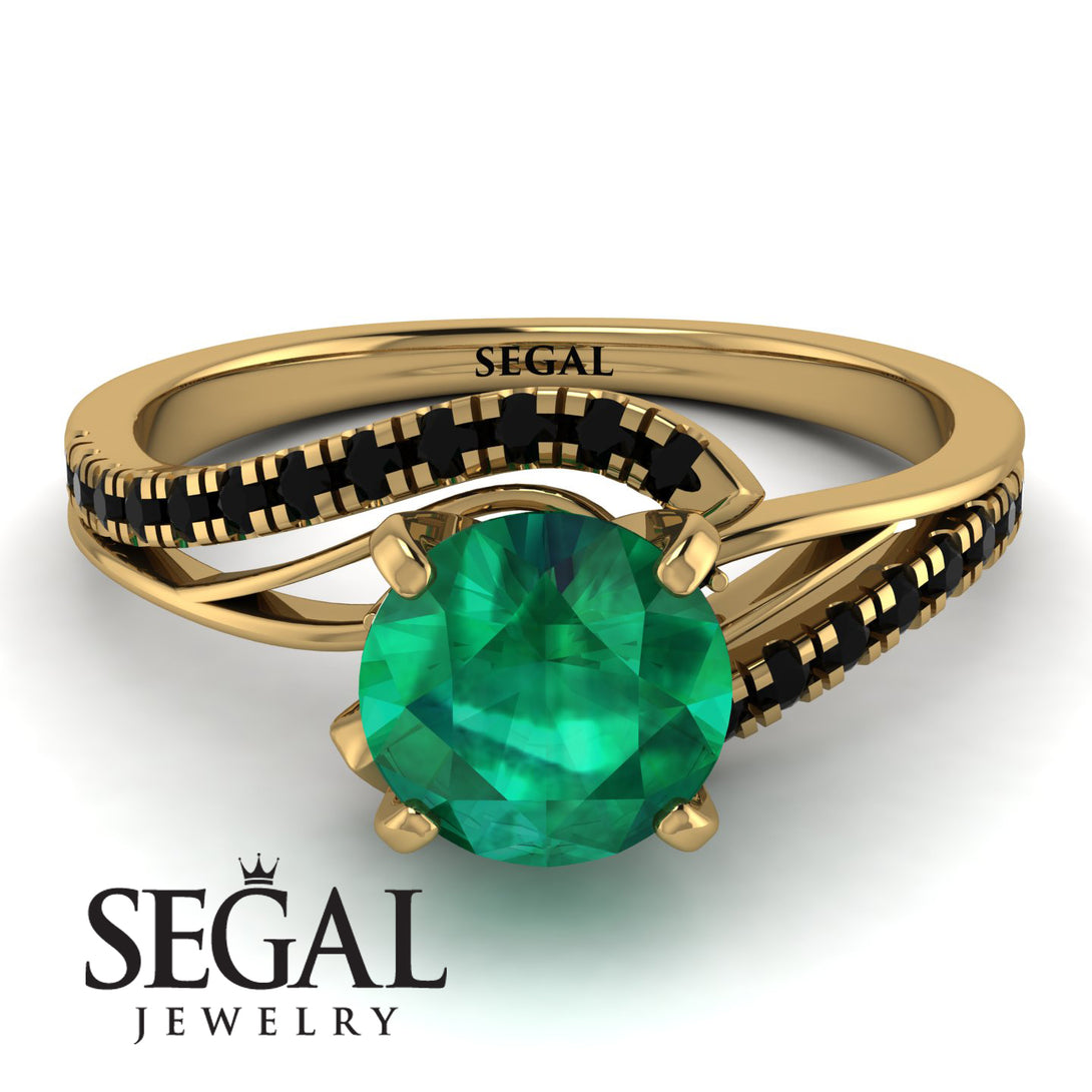 Twist Shank Emerald Engagement Ring - Maria No. 34