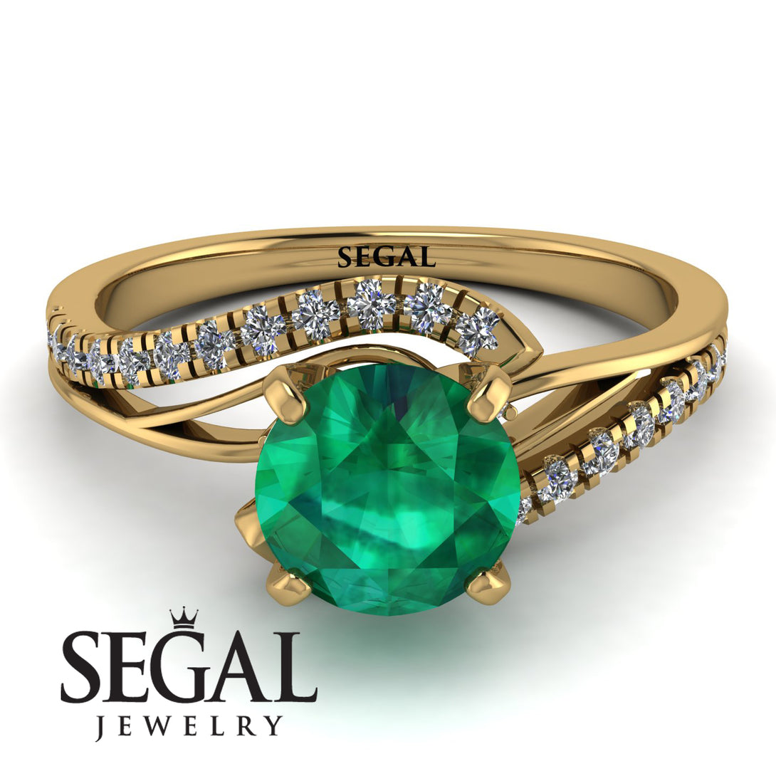 Twist Shank Emerald Engagement Ring - Maria No. 4