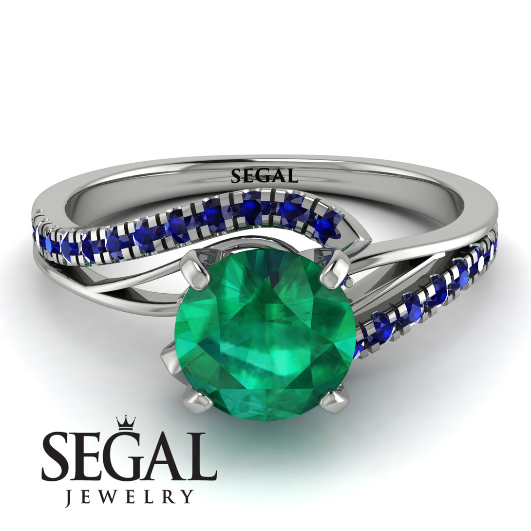 Twist Shank Emerald Engagement Ring - Maria No. 66