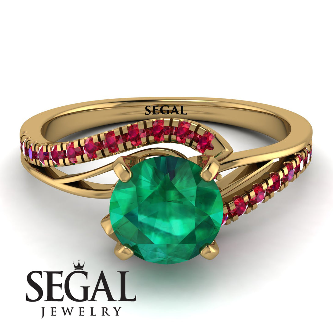 Twist Shank Emerald Engagement Ring - Maria No. 49