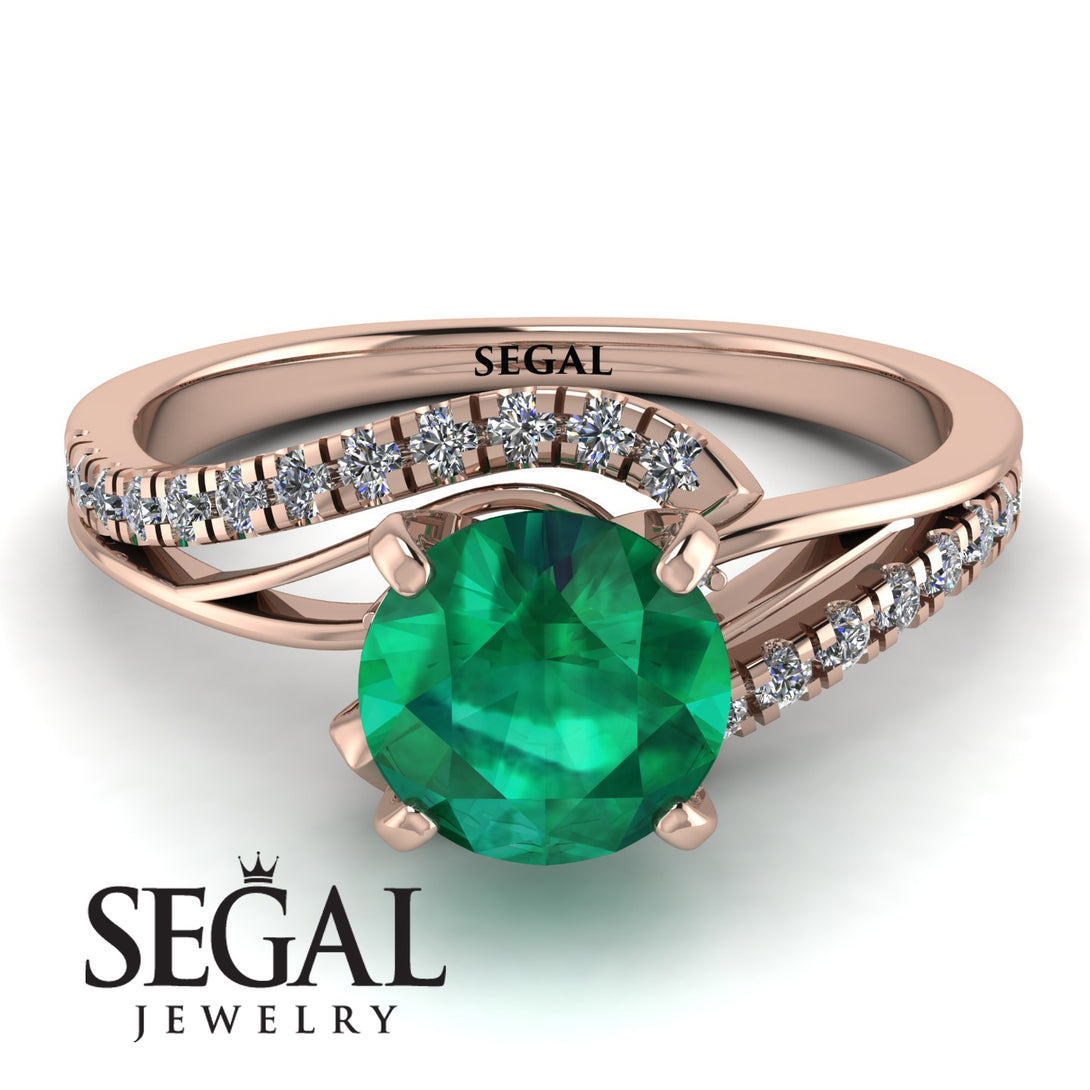 Twist Shank Emerald Engagement Ring - Maria No. 5