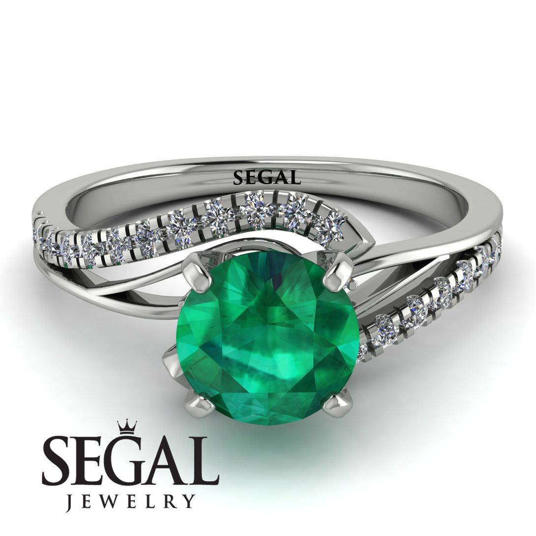 Twist Shank Emerald Engagement Ring - Maria No. 6