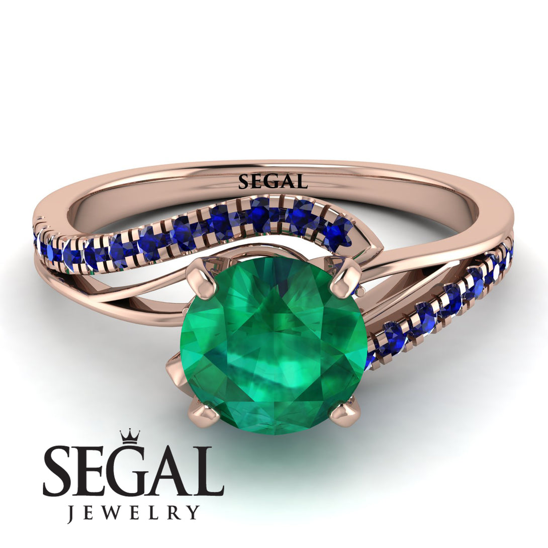 Twist Shank Emerald Engagement Ring - Maria No. 65