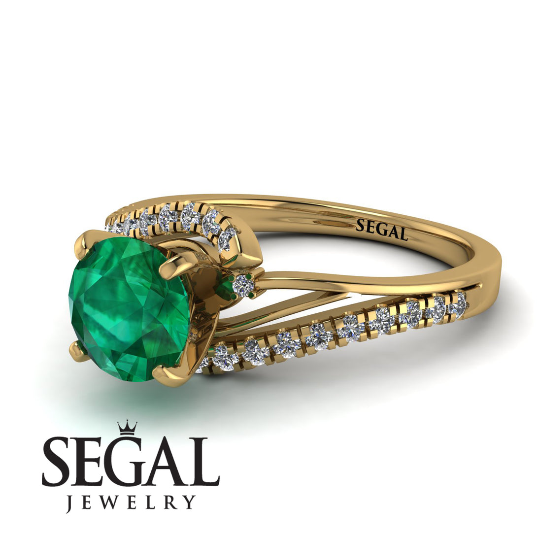 Twist Shank Emerald Engagement Ring - Maria No. 4
