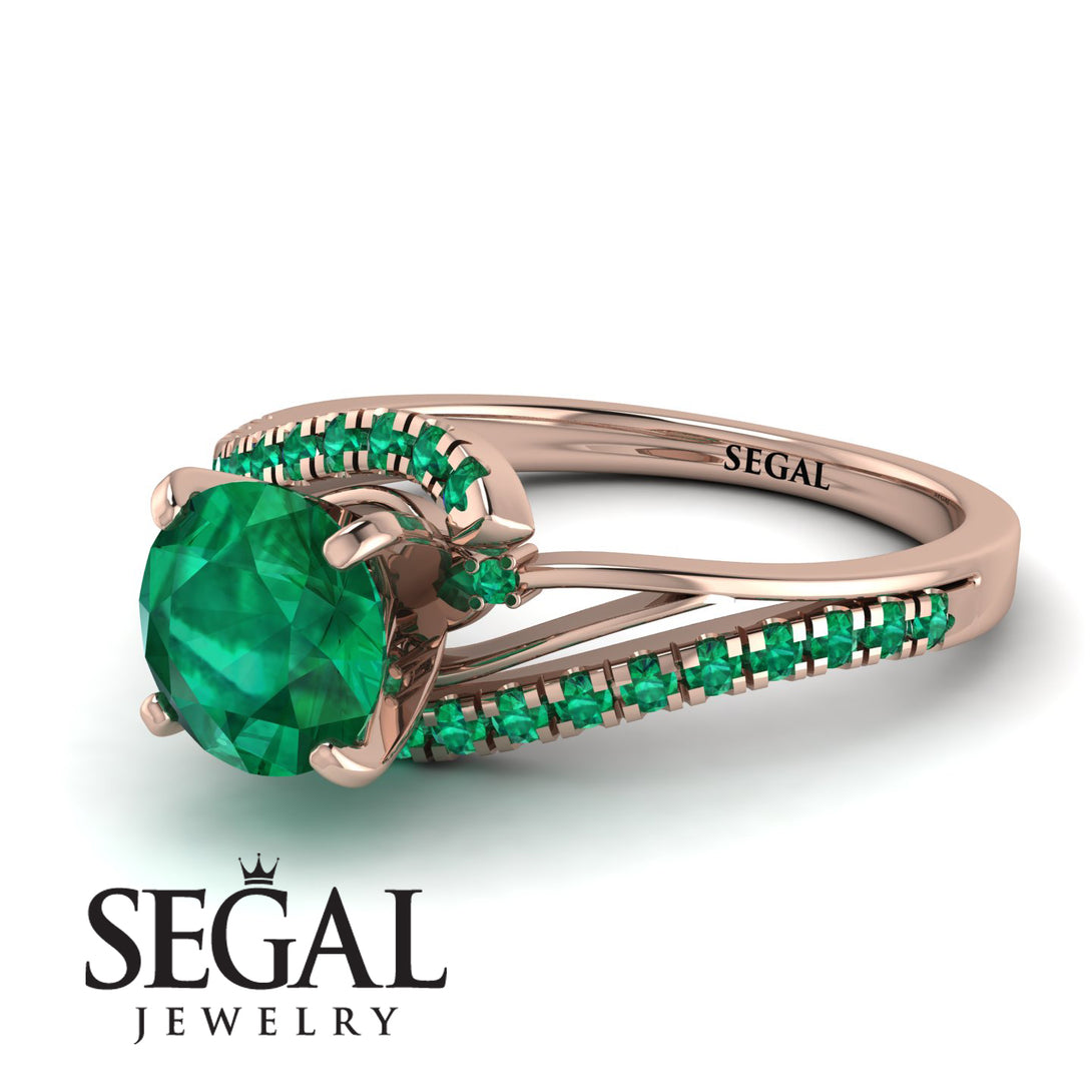 Twist Shank Emerald Engagement Ring - Maria No. 20