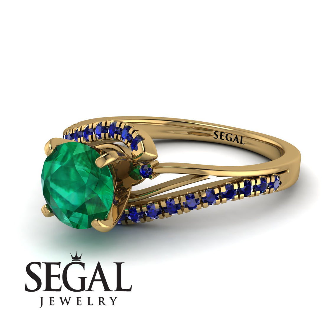 Twist Shank Emerald Engagement Ring - Maria No. 64