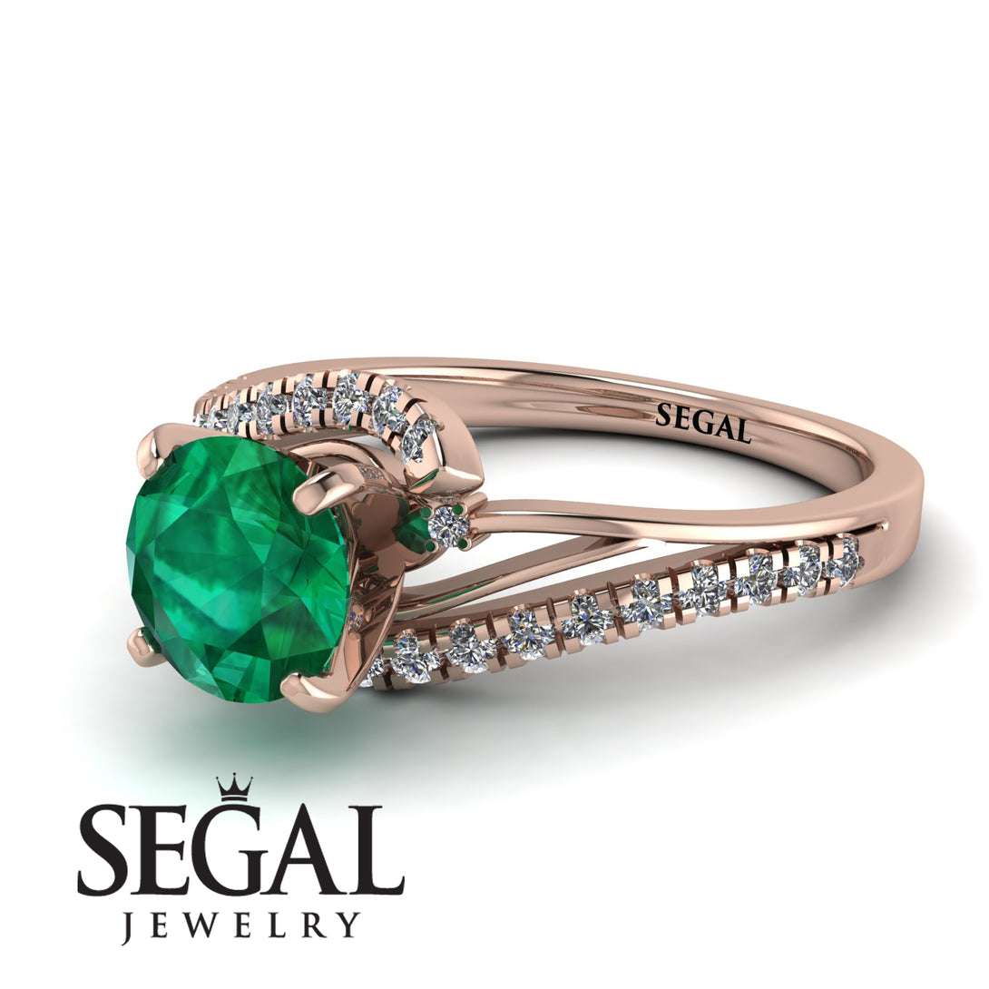 Twist Shank Emerald Engagement Ring - Maria No. 5