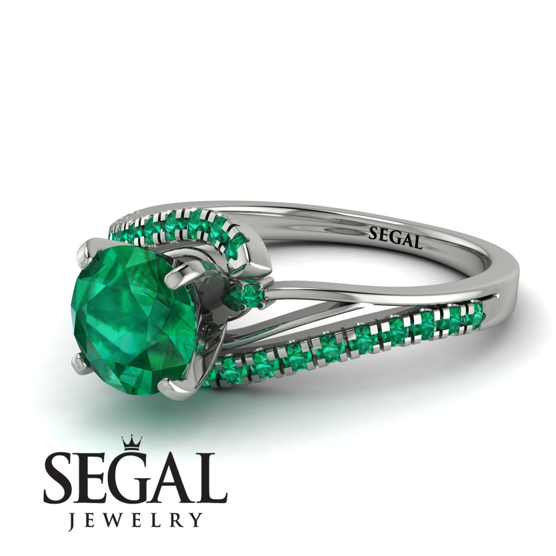 Twist Shank Emerald Engagement Ring - Maria No. 21