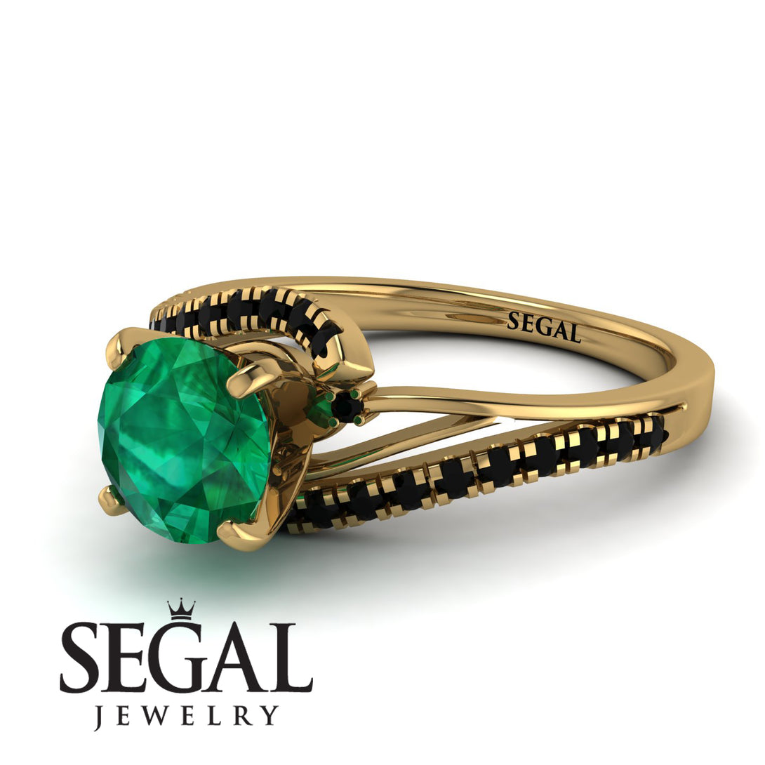 Twist Shank Emerald Engagement Ring - Maria No. 34
