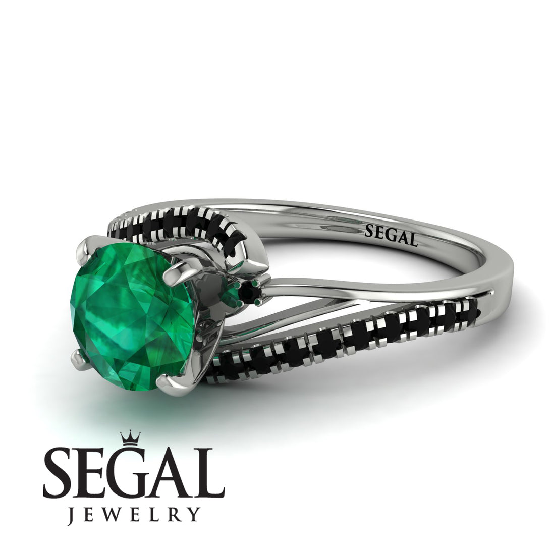 Twist Shank Emerald Engagement Ring - Maria No. 36