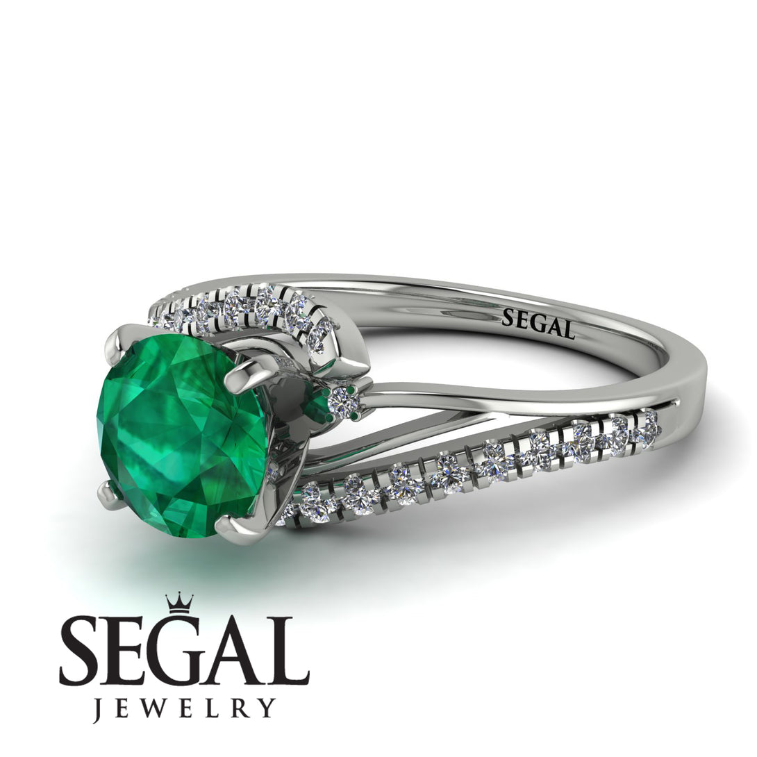 Twist Shank Emerald Engagement Ring - Maria No. 6