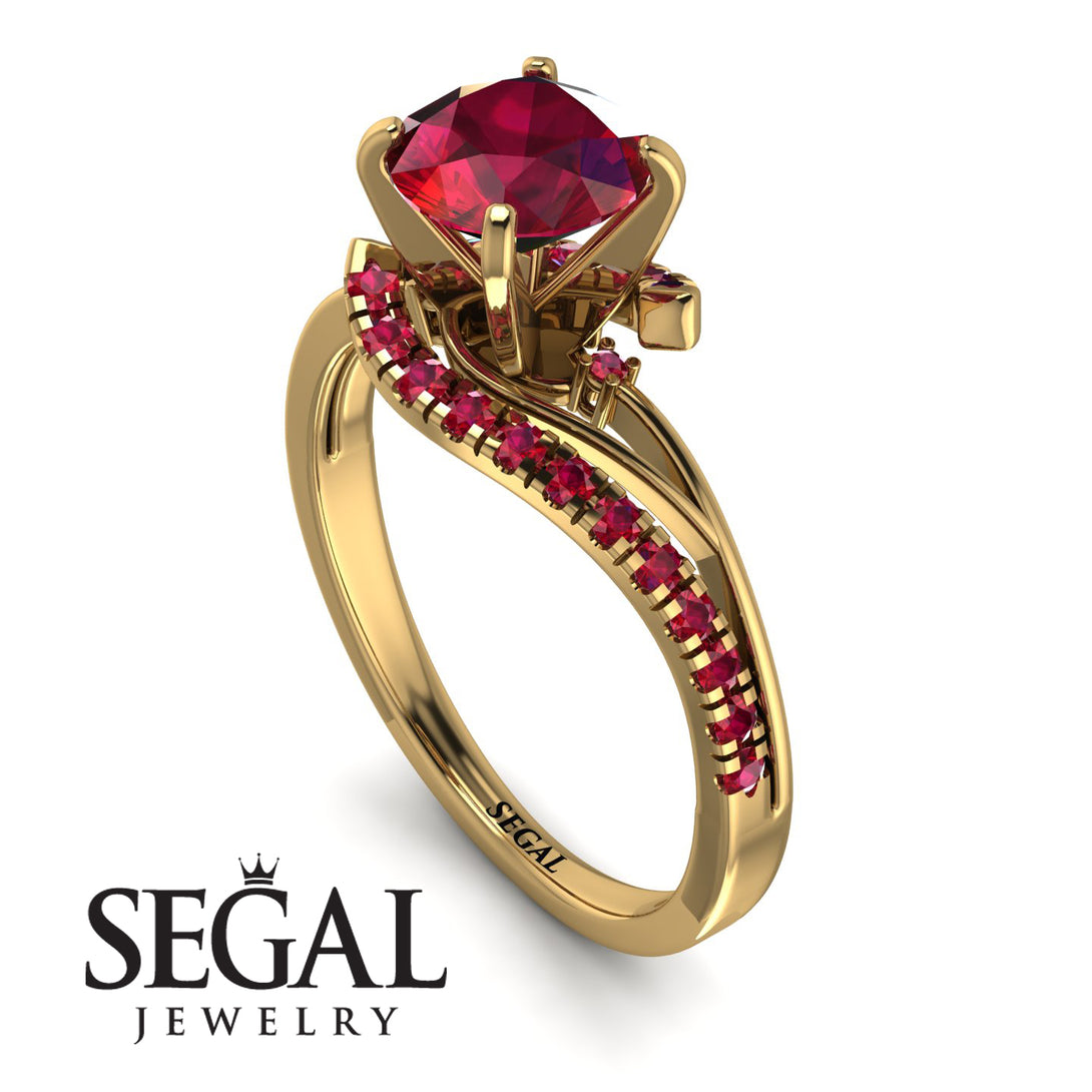 Twist Shank Ruby Engagement Ring - Maria No. 55