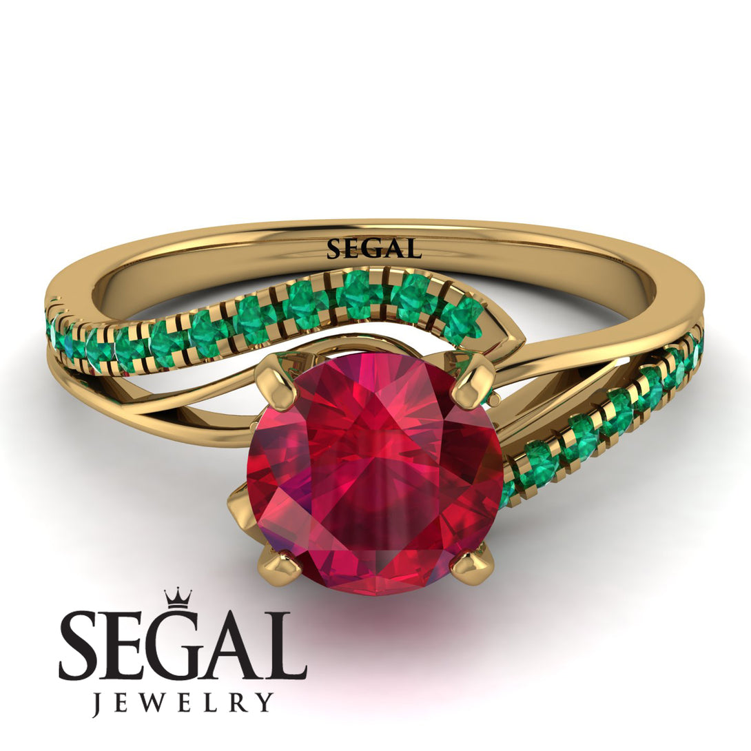 Twist Shank Ruby Engagement Ring - Maria No. 25