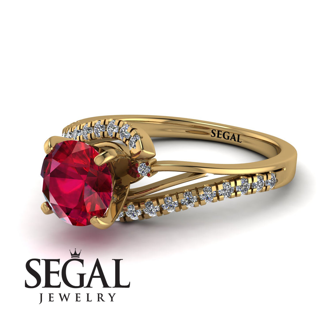 Twist Shank Ruby Engagement Ring - Maria No. 10