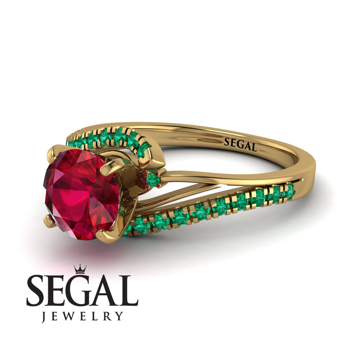 Twist Shank Ruby Engagement Ring - Maria No. 25