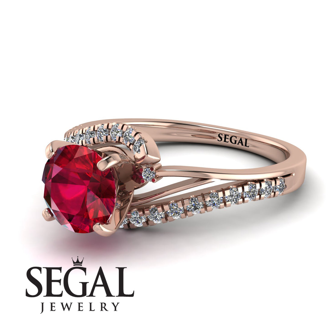 Twist Shank Ruby Engagement Ring - Maria No. 11